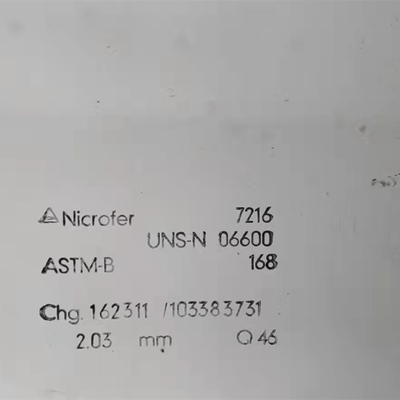 합금 ASTM B166 니켈 인코넬 600 플레이트/하스텔로이 600 시트