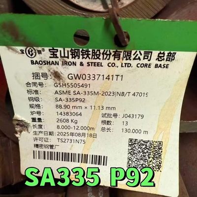 고온용 냉간 인발 ASME A335 P92 이음매 없는 페라이트 합금강관 89*11.13mm