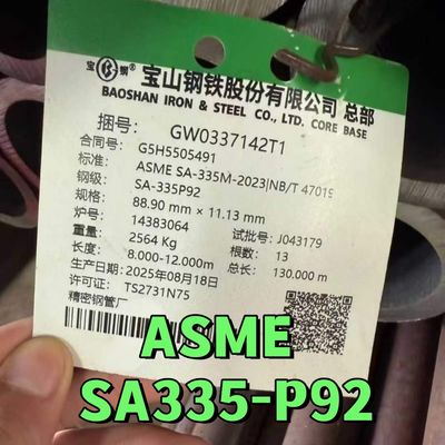 고온용 냉간 인발 ASME A335 P92 이음매 없는 페라이트 합금강관 89*11.13mm