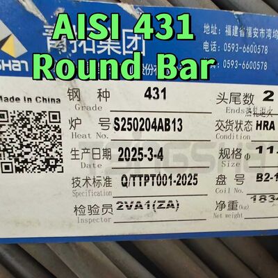 고온 롤링 SUS431 스탠레스 스틸 원형 막대기 14cr17ni2 Aisi 431 DIN1.4057 75mm 검은 막대기